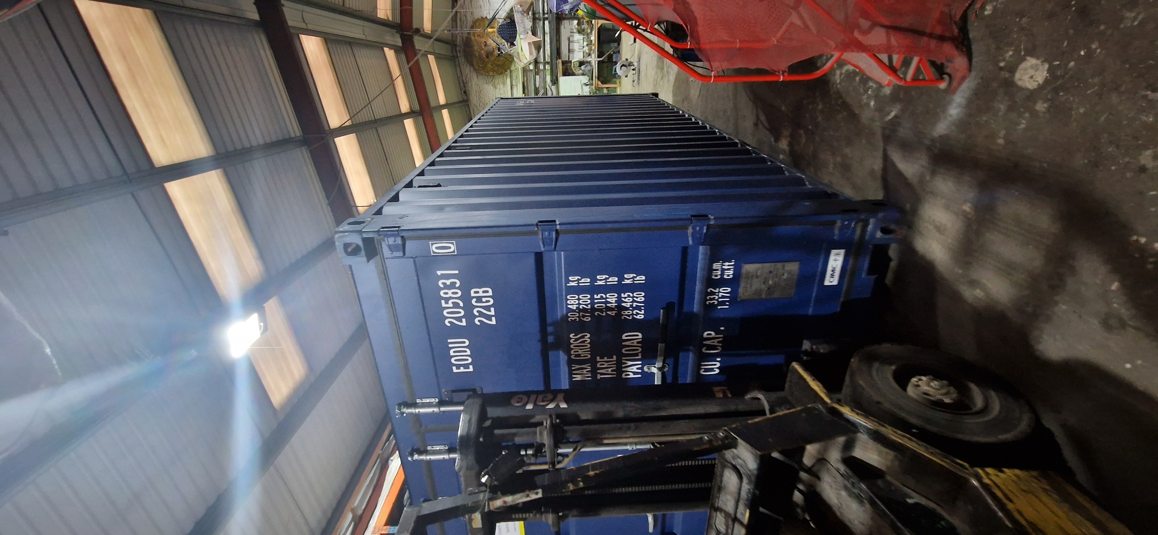 BCB RadioBox — 20ft shipping container arriving at Raven Staging workshop before conversion