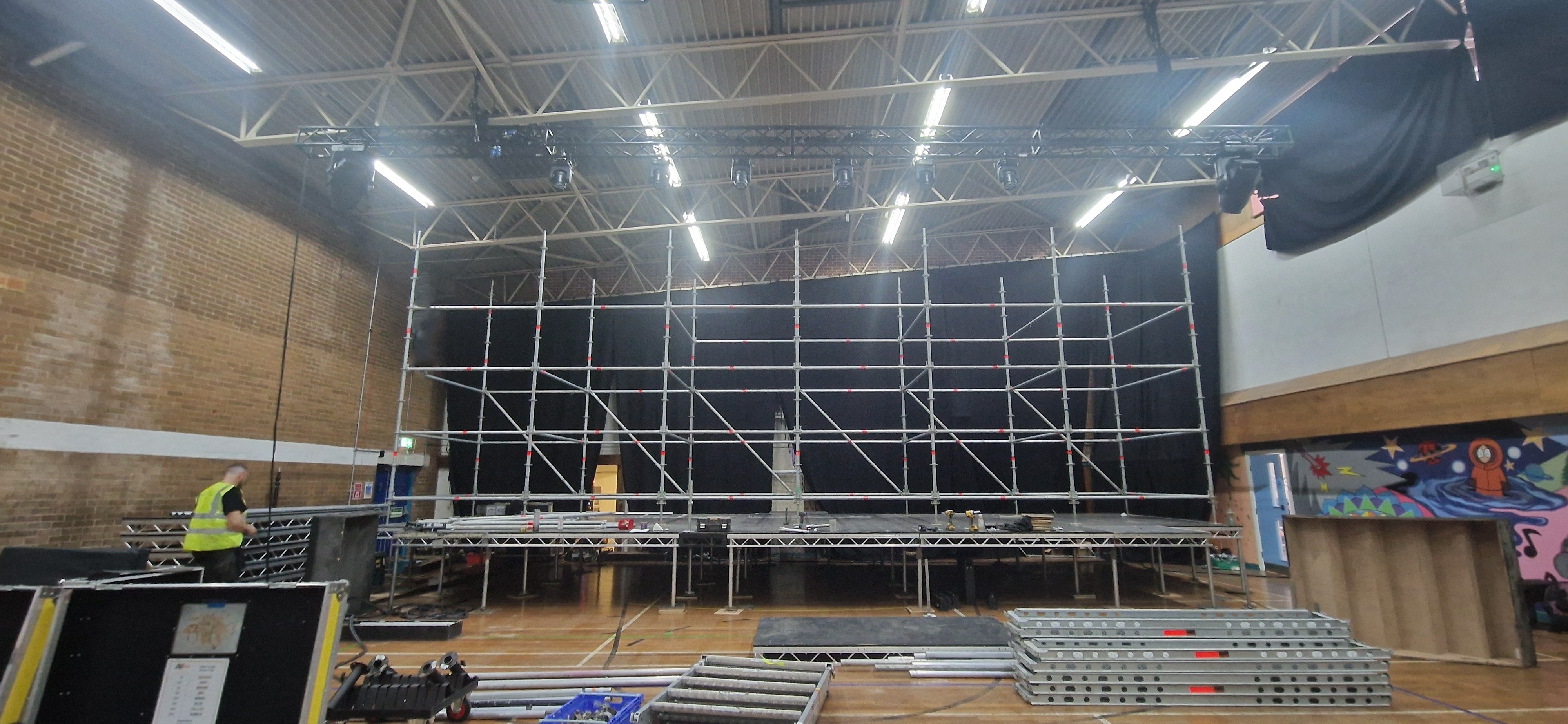 Ride — Layher scaffold structure during build, Bradford 2025