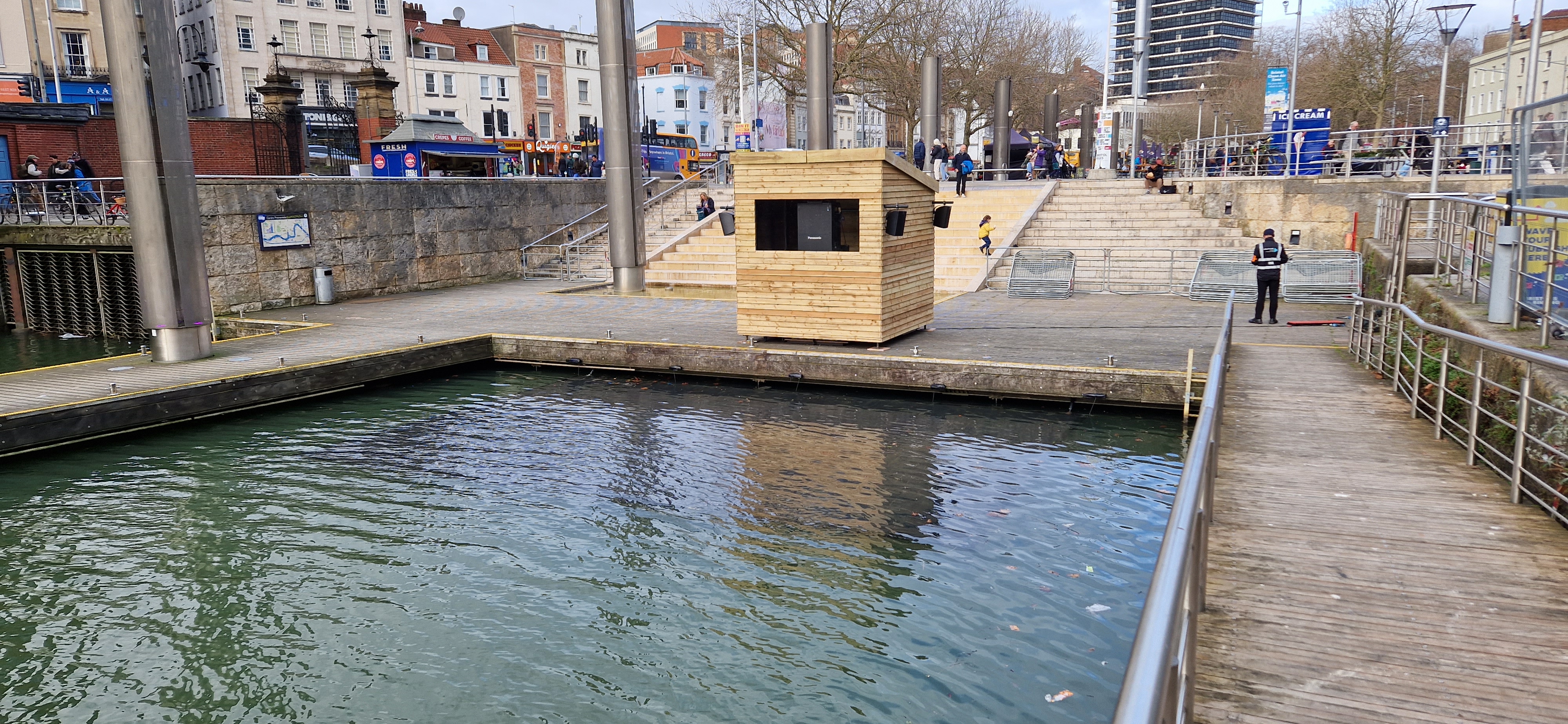 Sirens — installation complete at Bristol Light Festival, bespoke projection tower visible
