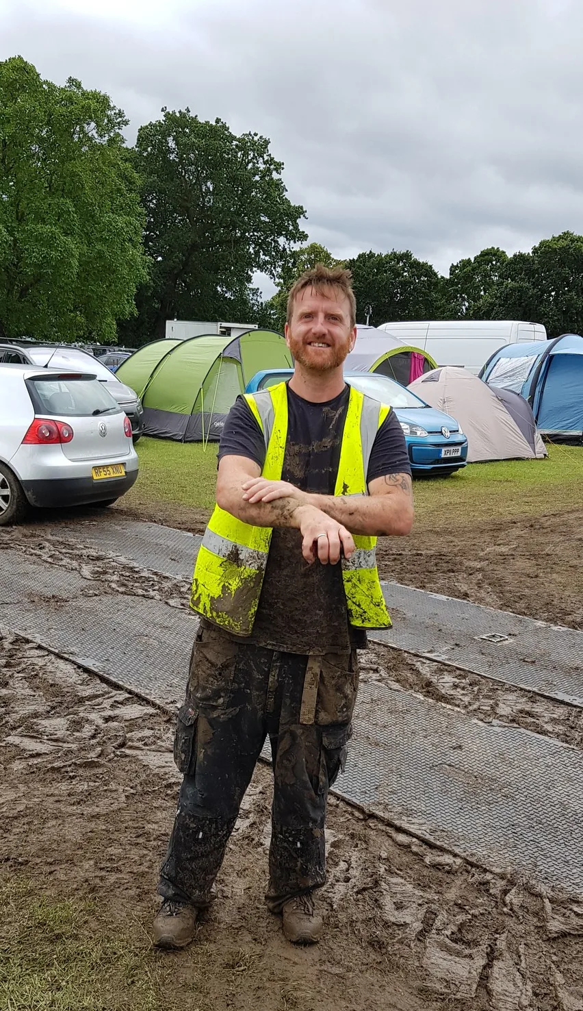 Crew working on outdoor event