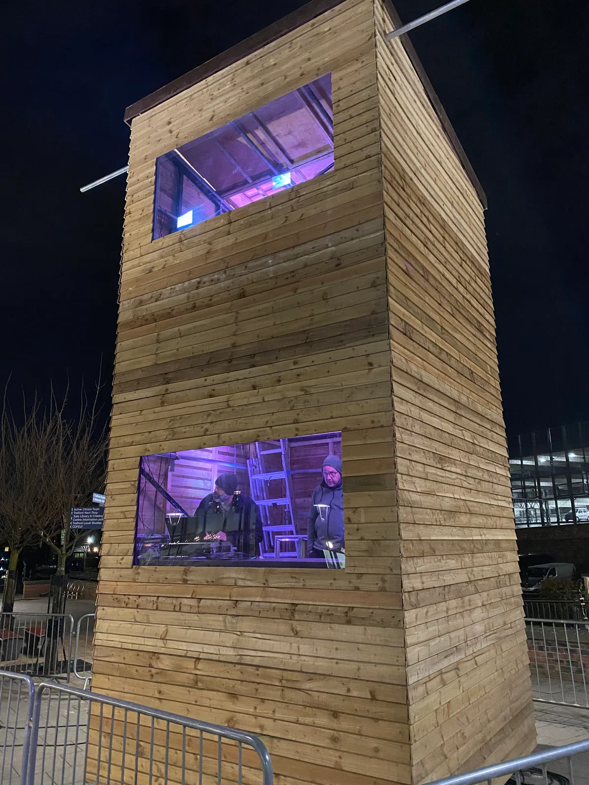 Wood clad FOH and projection tower